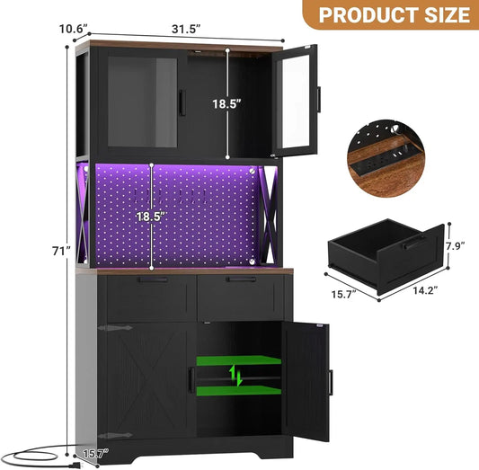 71" Pantry Cabinet with LED Light