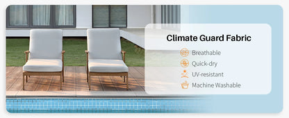 SeeHill 2-Pack Teak Aluminum Pool Chaise