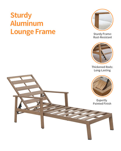 SeeHill 2-Pack Teak Aluminum Pool Chaise