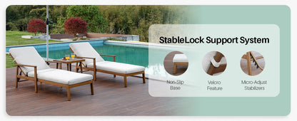 SeeHill 2-Pack Teak Aluminum Pool Chaise