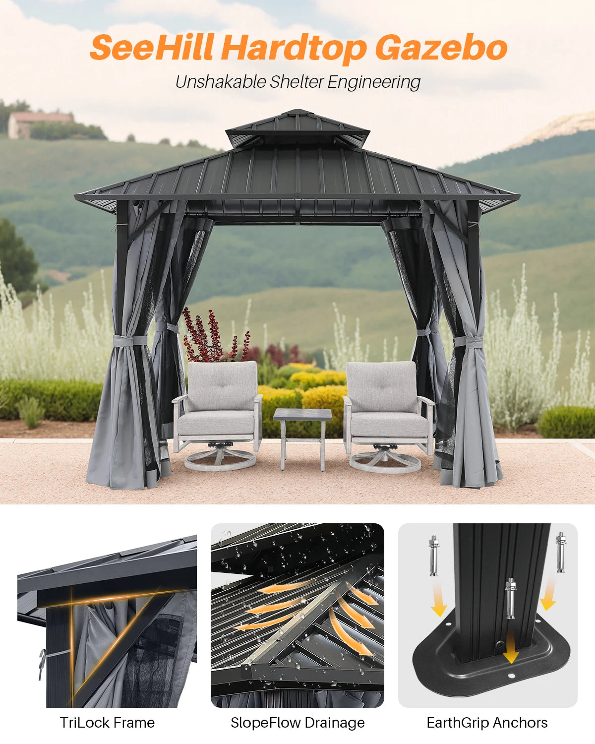 Aluminum Frame Hardtop Gazebo