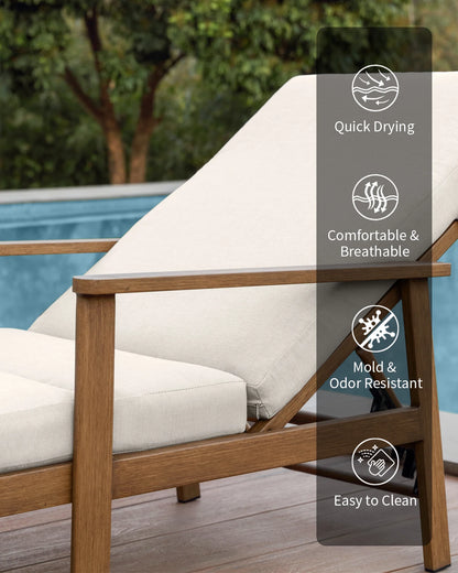 SeeHill 2-Pack Teak Aluminum Pool Chaise