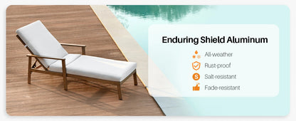 SeeHill 2-Pack Teak Aluminum Pool Chaise