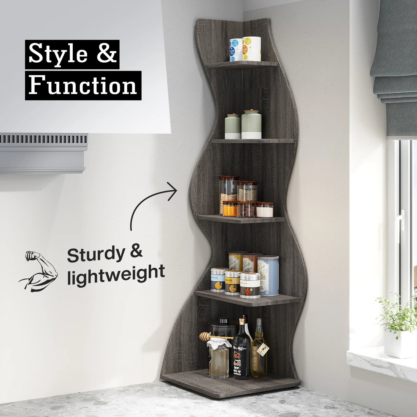 Tribesigns Corner Shelf, Modern 5-Tier