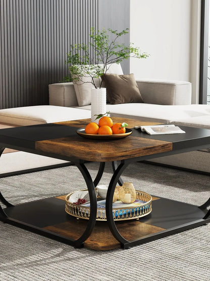Tribesigns Square Coffee Table with 2 Tiers