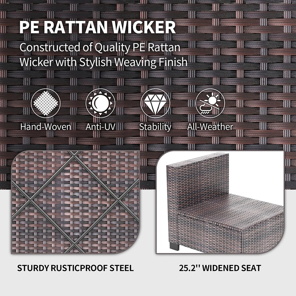 7-Piece PE Rattan Sectional Patio Set