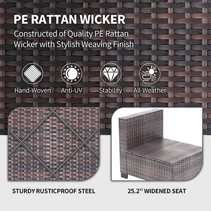 7-Piece PE Rattan Sectional Patio Set