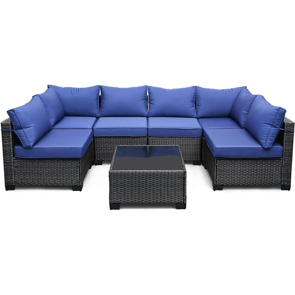 7-Piece PE Rattan Sectional Patio Set