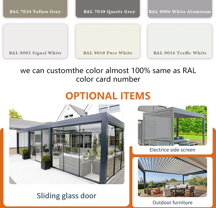 Aluminum pergola, rainproof