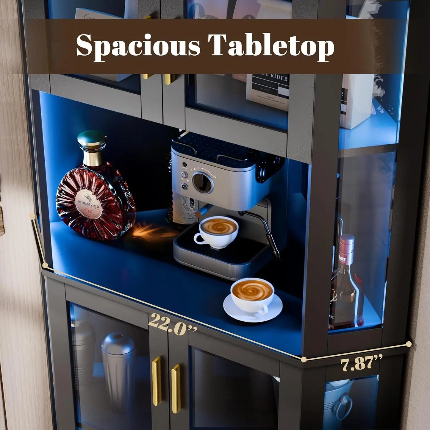71'' Corner Wine Bar Cabinet with LED