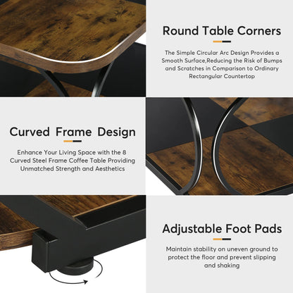 Tribesigns Square Coffee Table with 2 Tiers