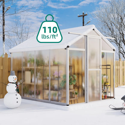 6x8 FT Greenhouse, Aluminum Walk-in