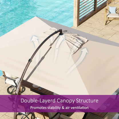 10x13 FT Outdoor Cantilever Umbrella Aluminum