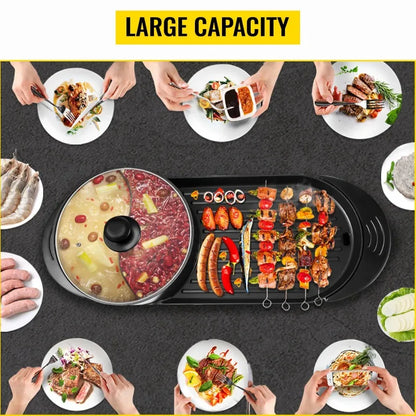 2200W Electric Barbecue Pot 2-in-1 Hot Pot