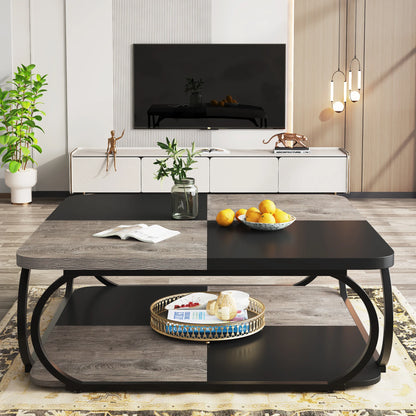 Tribesigns Square Coffee Table with 2 Tiers