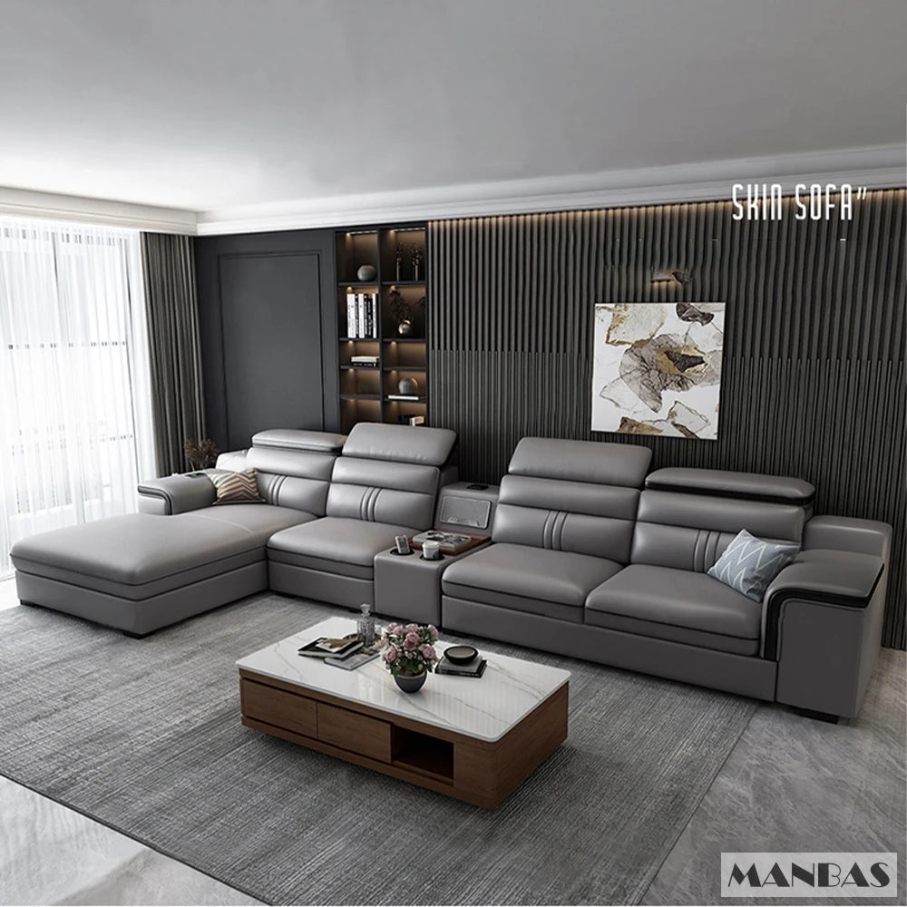 Leather Sectional Sofa Set