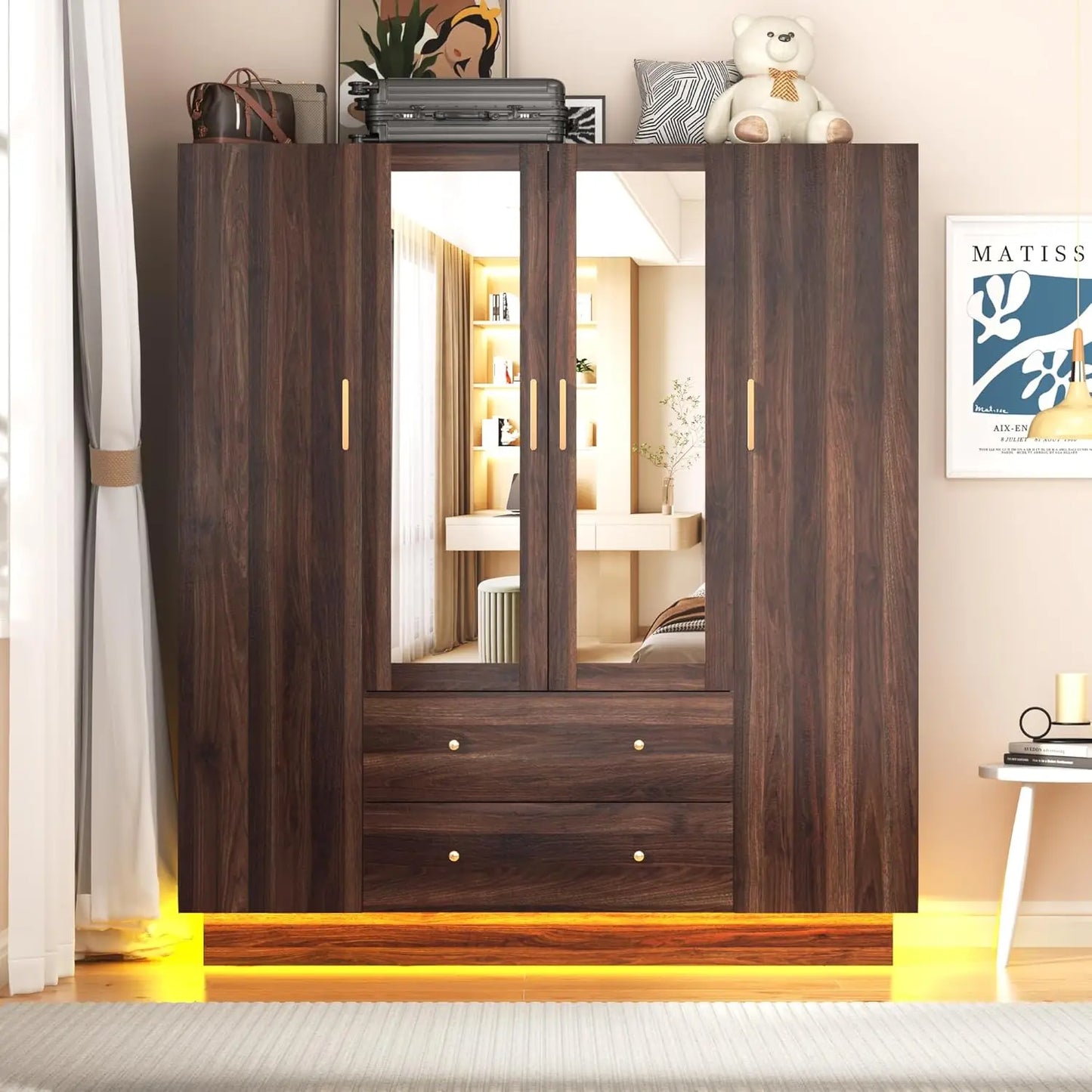 4 Doors Armoire Wardrobe Closet