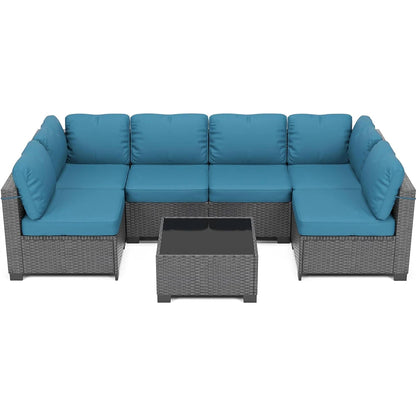 7-Piece PE Rattan Sectional Patio Set