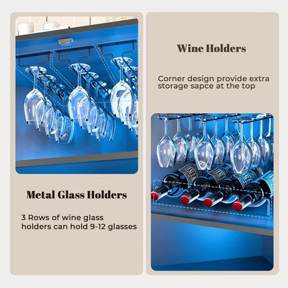 71'' Corner Wine Bar Cabinet with LED