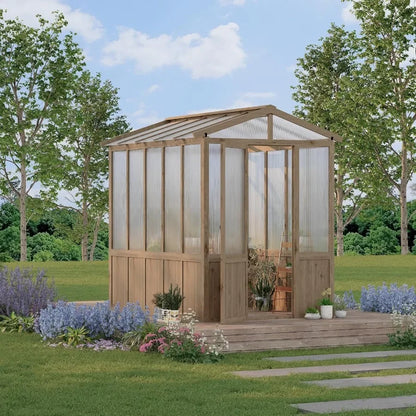 6x8FT Wooden Greenhouse with Cedar