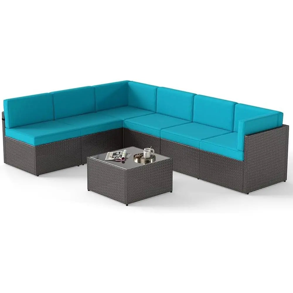 Turquoise Outdoor Patio Wicker Rattan