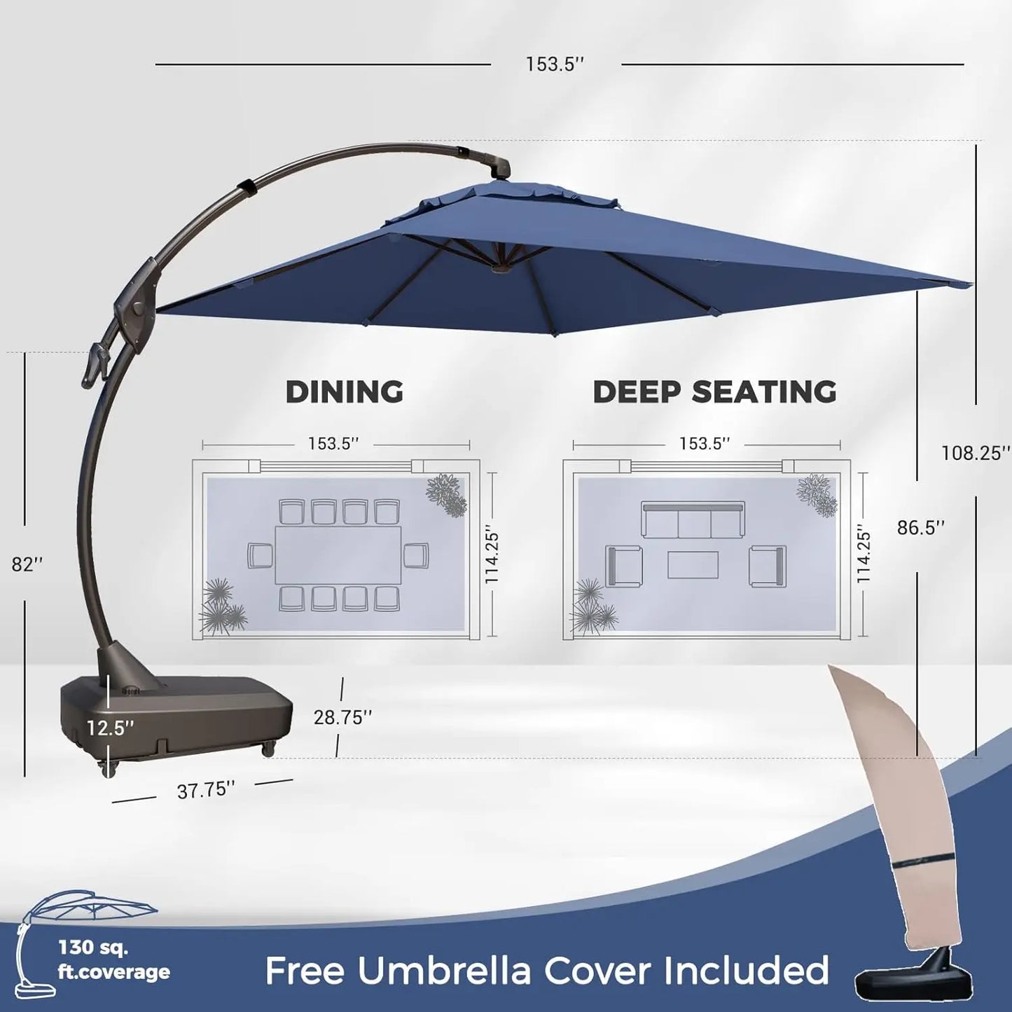 10x13 FT Outdoor Cantilever Umbrella Aluminum