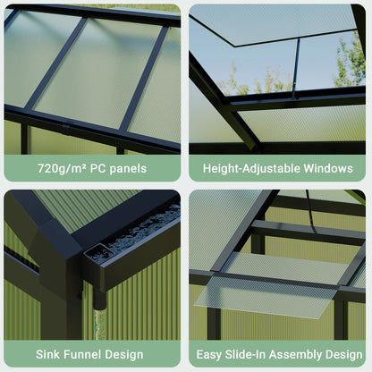 6x8 FT Greenhouse, Aluminum Walk-in