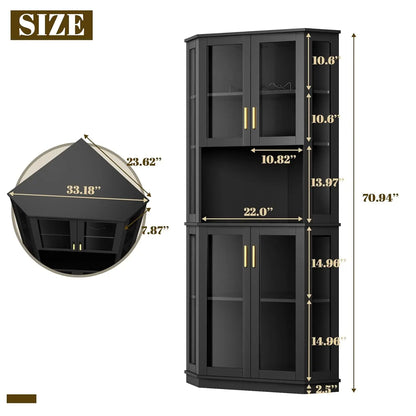 71'' Corner Wine Bar Cabinet with LED
