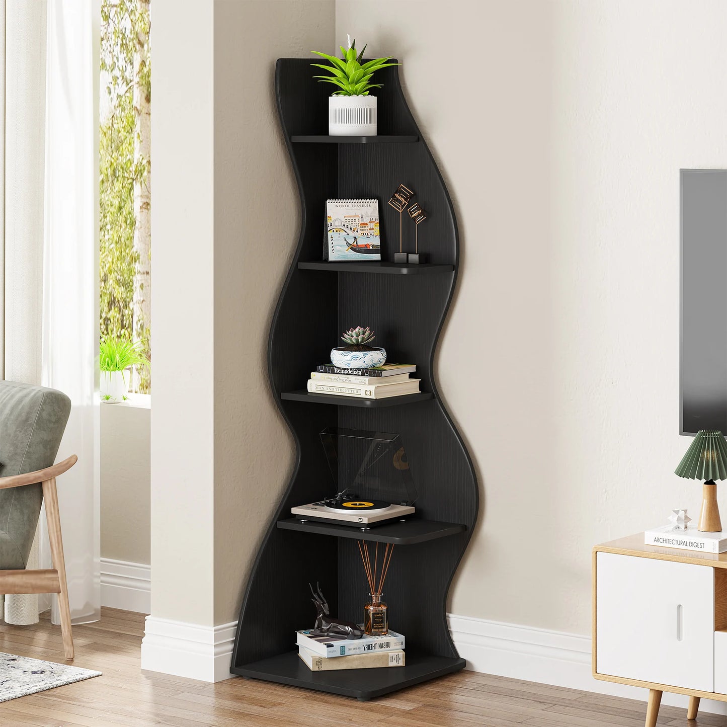 Tribesigns Corner Shelf, Modern 5-Tier