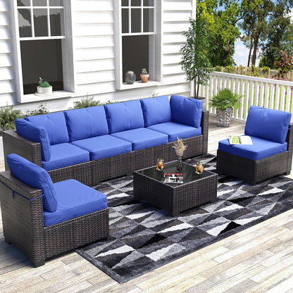 7-Piece PE Rattan Sectional Patio Set