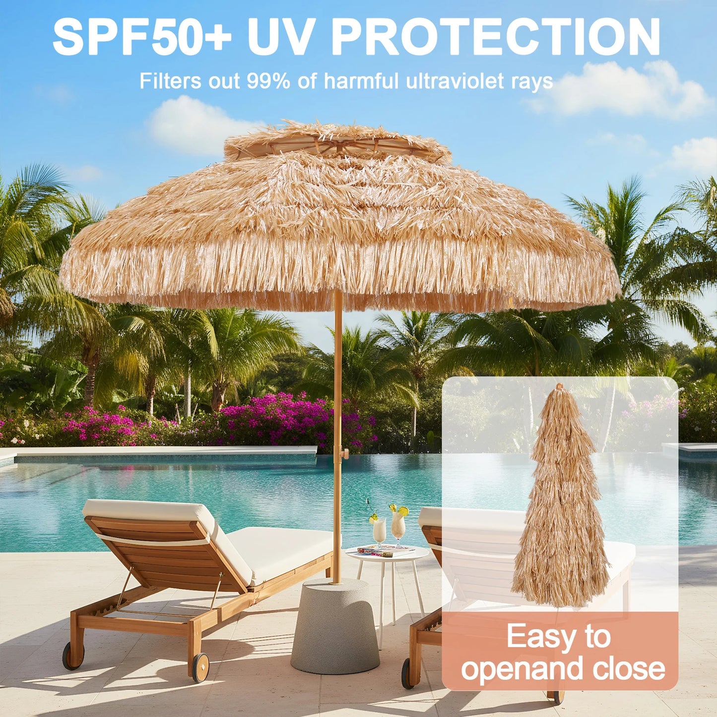 Double Top Tiki Beach Umbrella 9ft