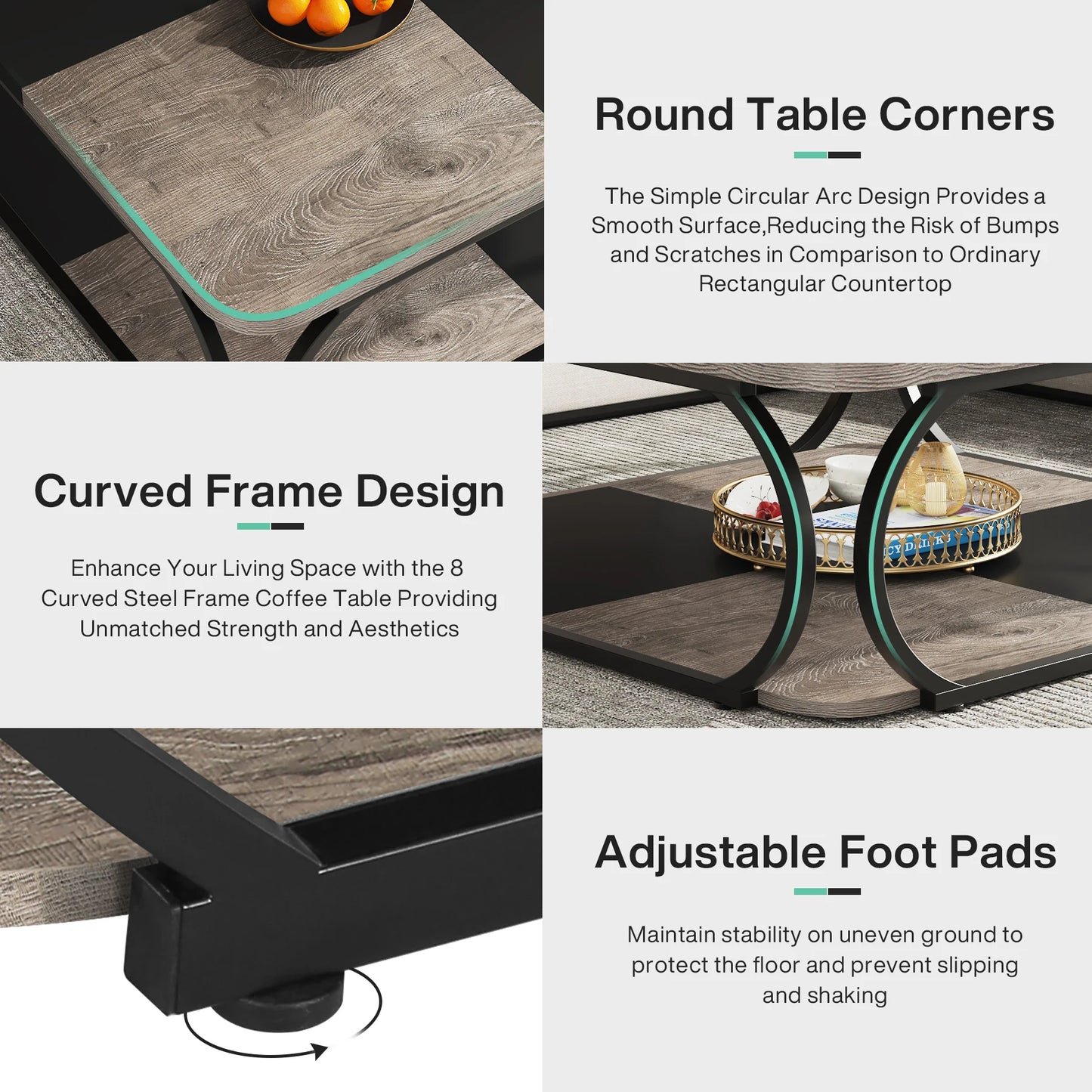 Tribesigns Square Coffee Table with 2 Tiers