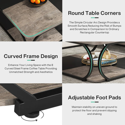 Tribesigns Square Coffee Table with 2 Tiers