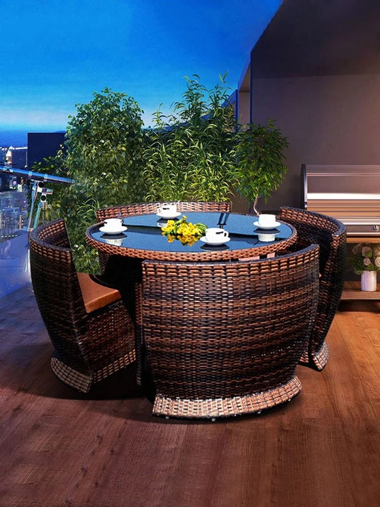 Modern Outdoor Wicker Dining Chair Set