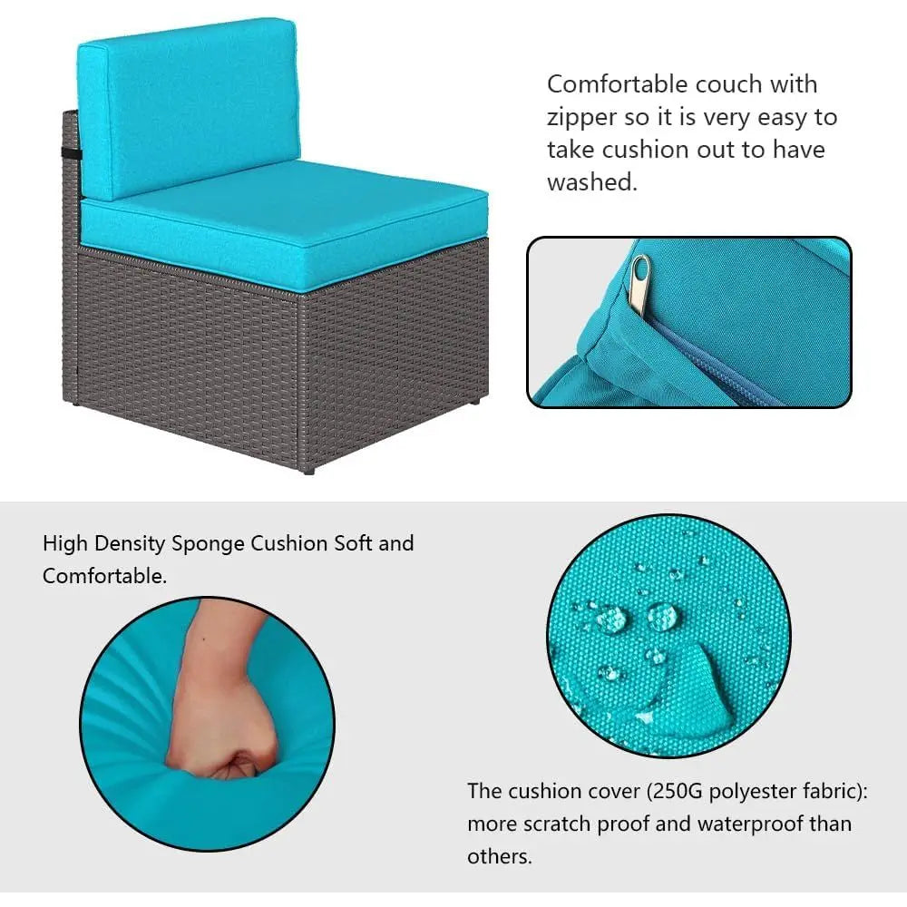 Turquoise Outdoor Patio Wicker Rattan