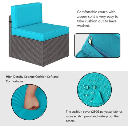Turquoise Outdoor Patio Wicker Rattan