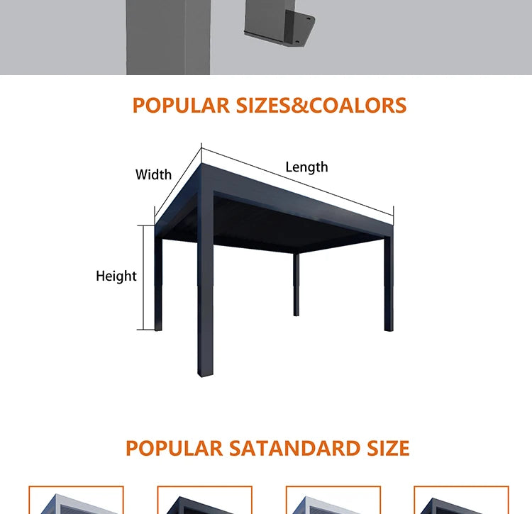 Aluminum pergola, rainproof