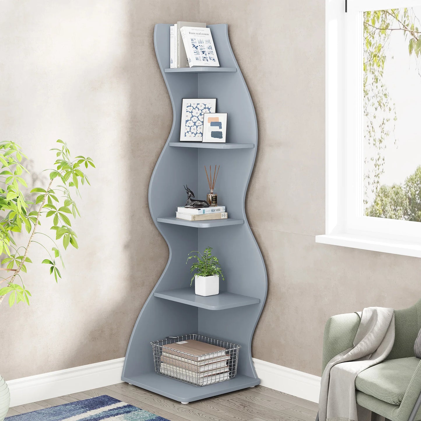 Tribesigns Corner Shelf, Modern 5-Tier