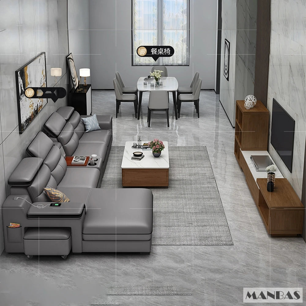 Leather Sectional Sofa Set