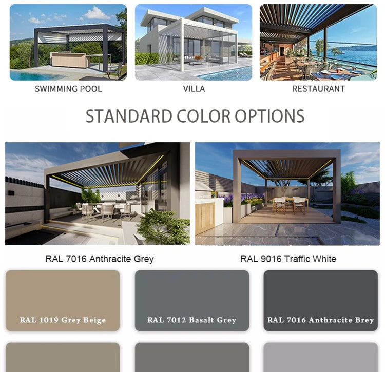 Aluminum pergola, rainproof