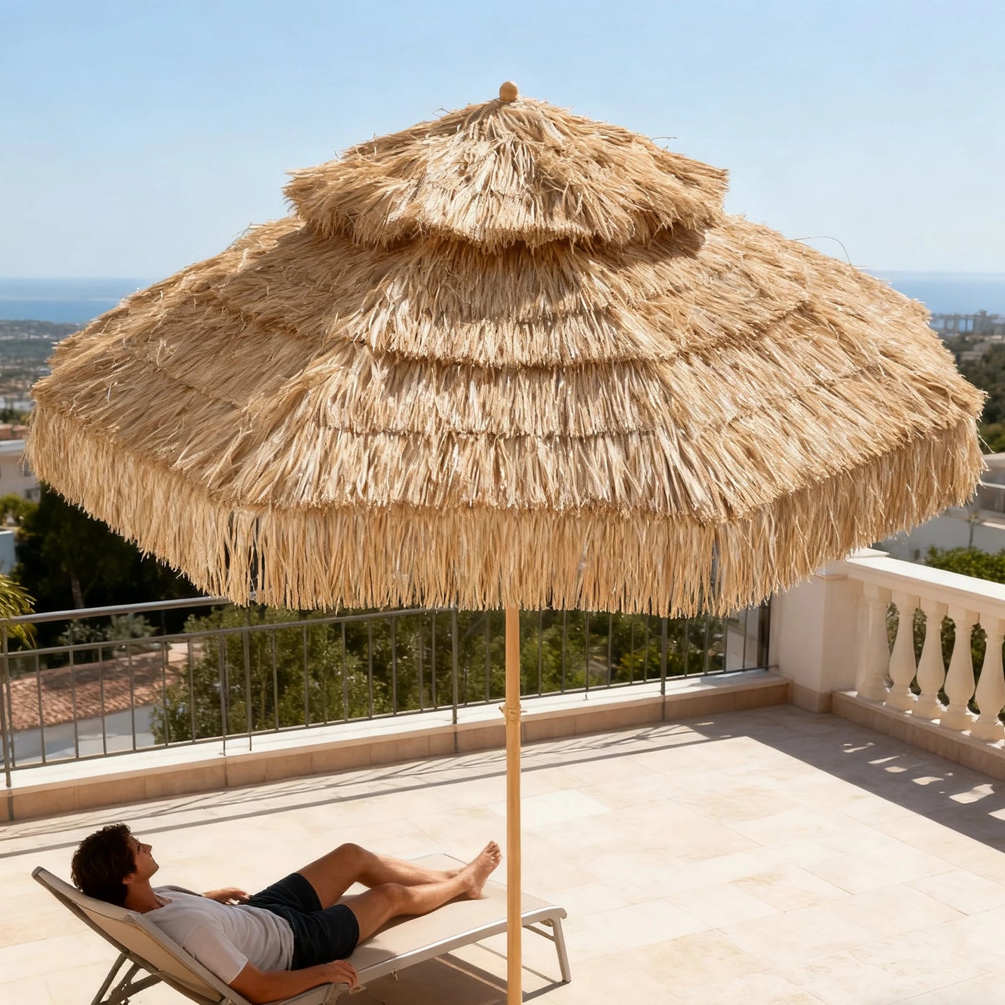 Double Top Tiki Beach Umbrella 9ft