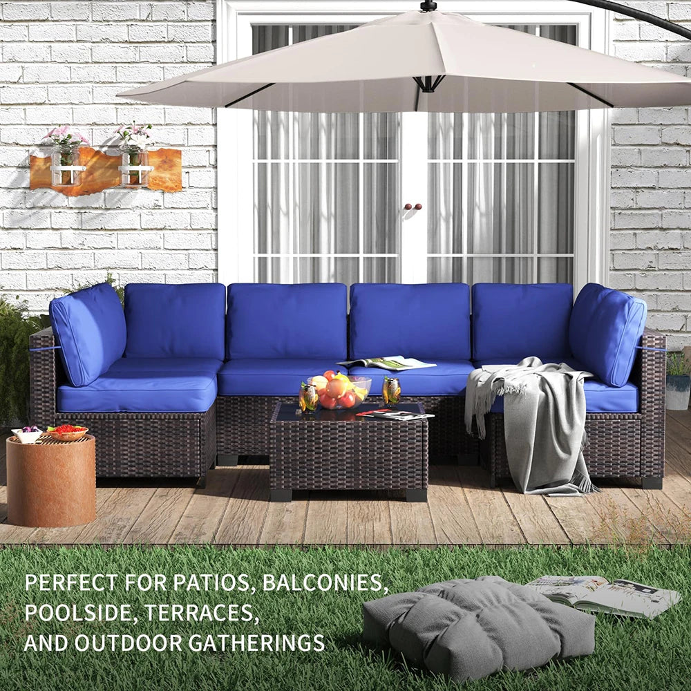 7-Piece PE Rattan Sectional Patio Set