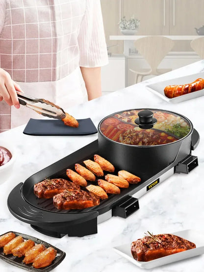 2200W Electric Barbecue Pot 2-in-1 Hot Pot