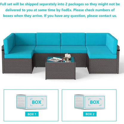 Turquoise Outdoor Patio Wicker Rattan