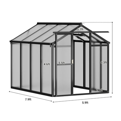 6x8 FT Greenhouse, Aluminum Walk-in
