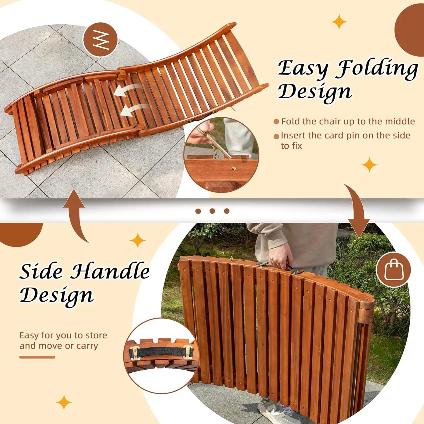 Lounge Chairs for Outside Folding Acacia
