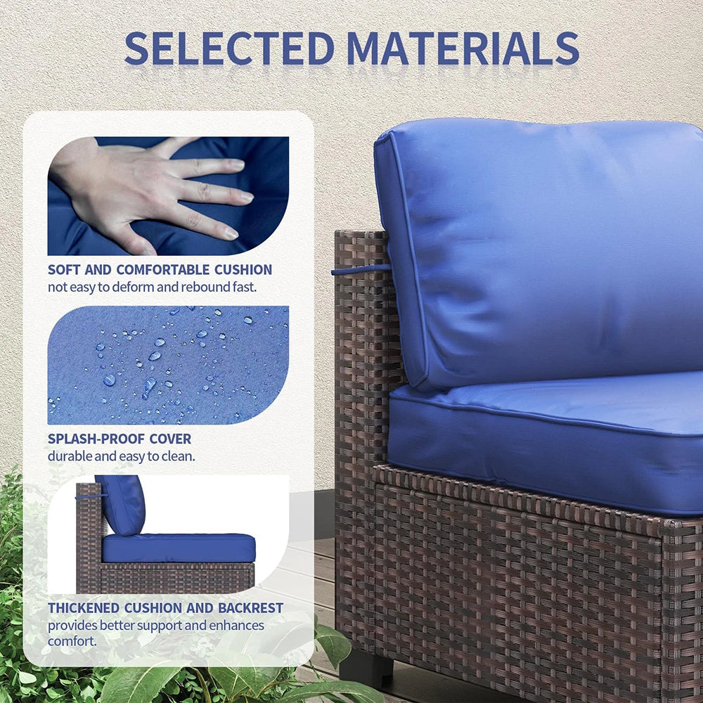 7-Piece PE Rattan Sectional Patio Set