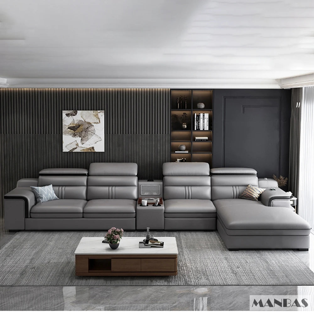 Leather Sectional Sofa Set