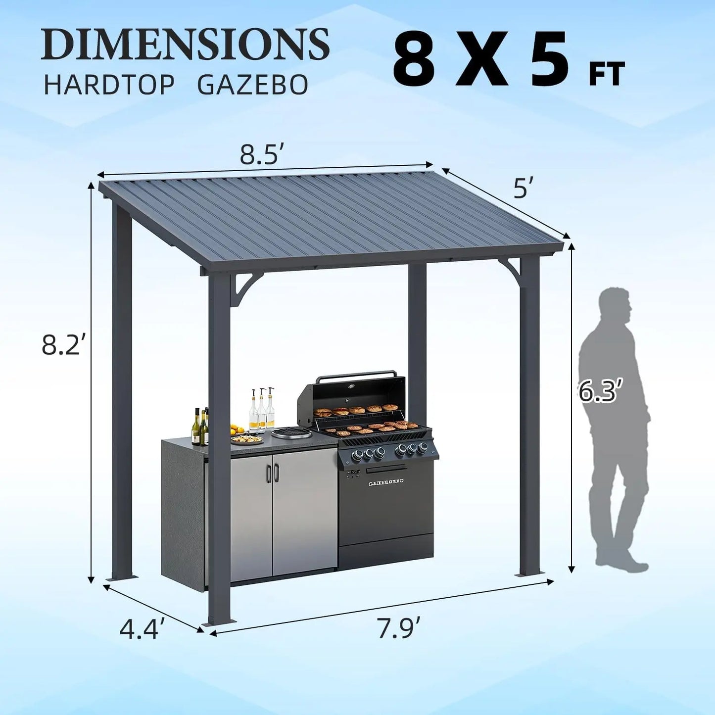 5' X 8' Outdoor Hardtop Grill Gazebo