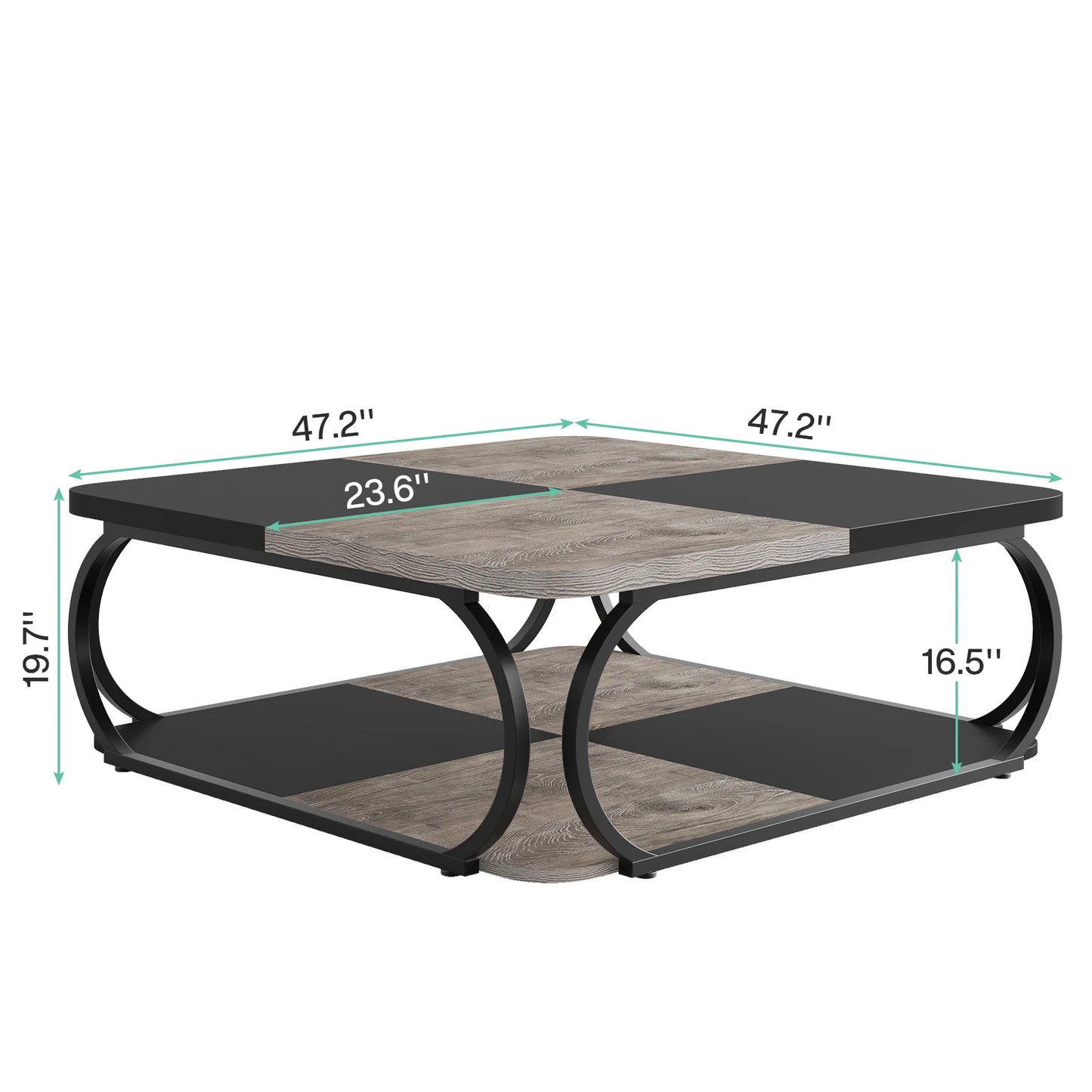 Tribesigns Square Coffee Table with 2 Tiers